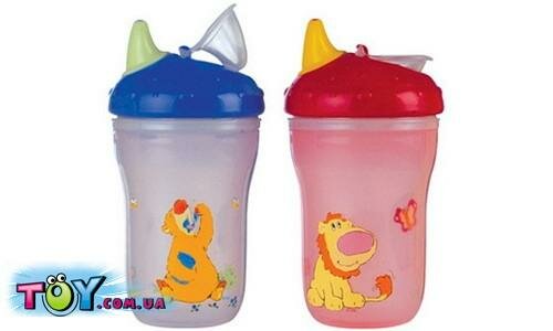 Термопоильник-непроливайка 270ml, оранжевый с мишкой